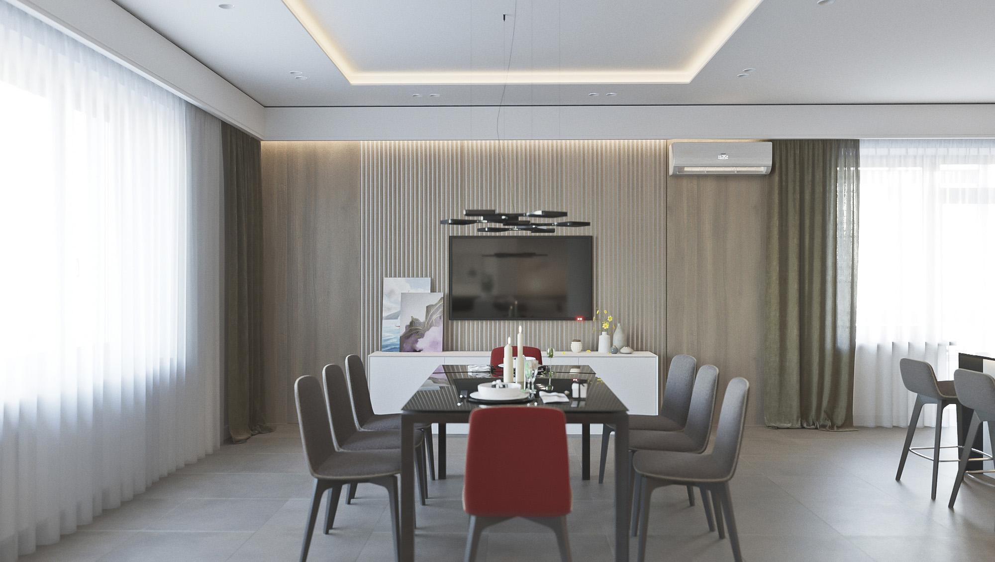 Дизайн объекта - Квартира 200 м2, г. Мариуполь (гостинная, кухня-столовая,холл) , портфолио от студии АртСтройДом